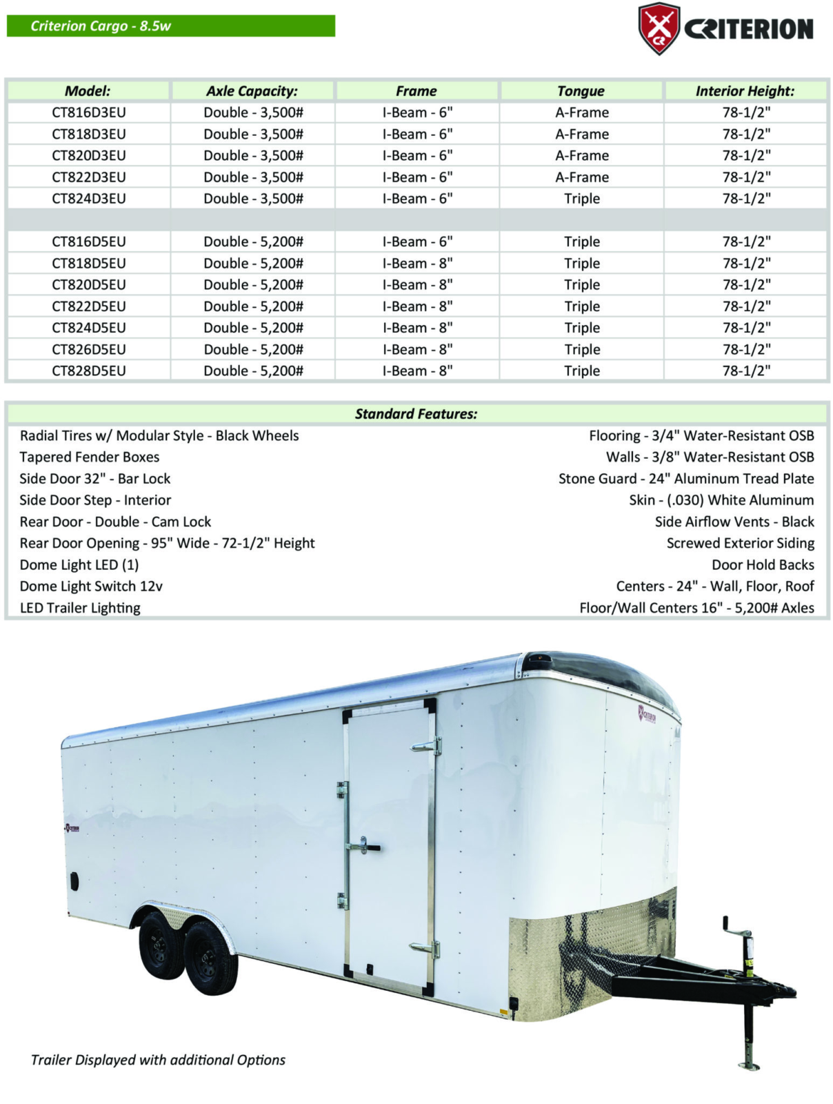 8.5X24 D5EU CRITERION REAR RAMP B and B Trailers